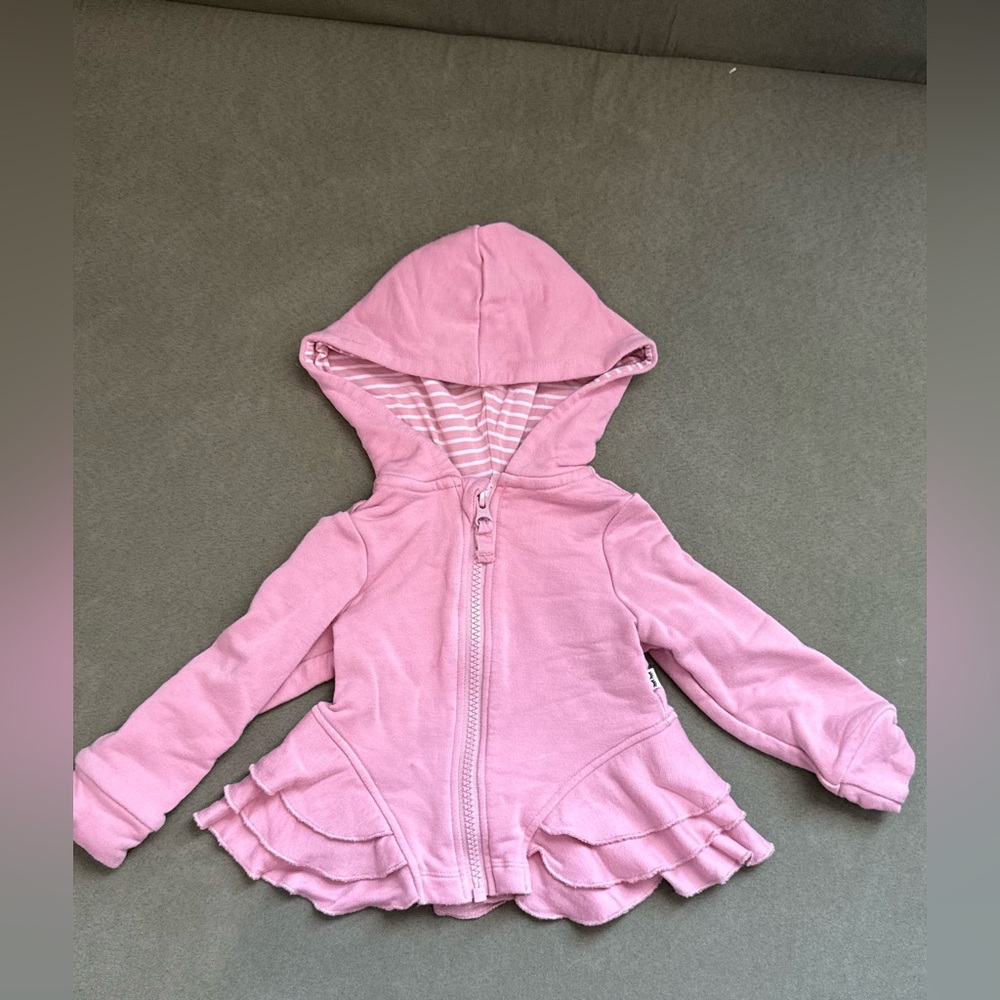 Little Sleepie Play Pink Ruffled Kids Hoodie 6-12mo Gently Used